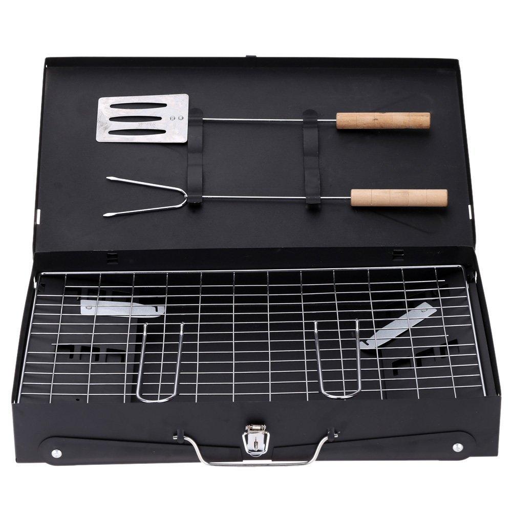 125 Stainless Steel Briefcase Style Barbecue Grill Toaster (Medium Black) - Chestore