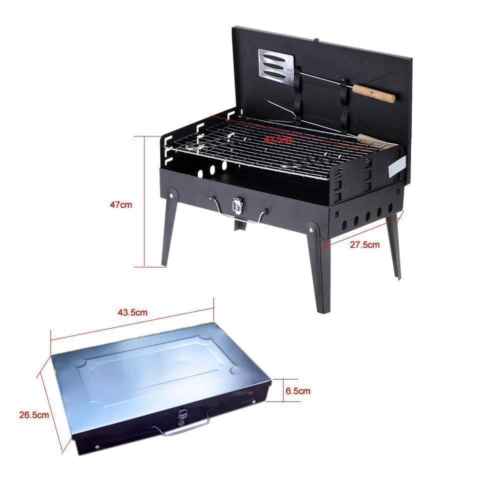 125 Stainless Steel Briefcase Style Barbecue Grill Toaster (Medium Black) - Chestore