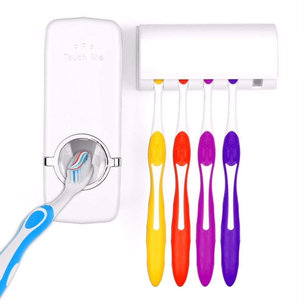 Toothpaste Dispenser & Tooth Brush Holder – Sleek Bathroom Organizer