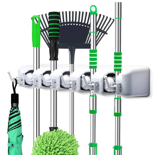 5-Layer Multipurpose Wall Mounted Organizer – Ultimate Mop & Broom Holder