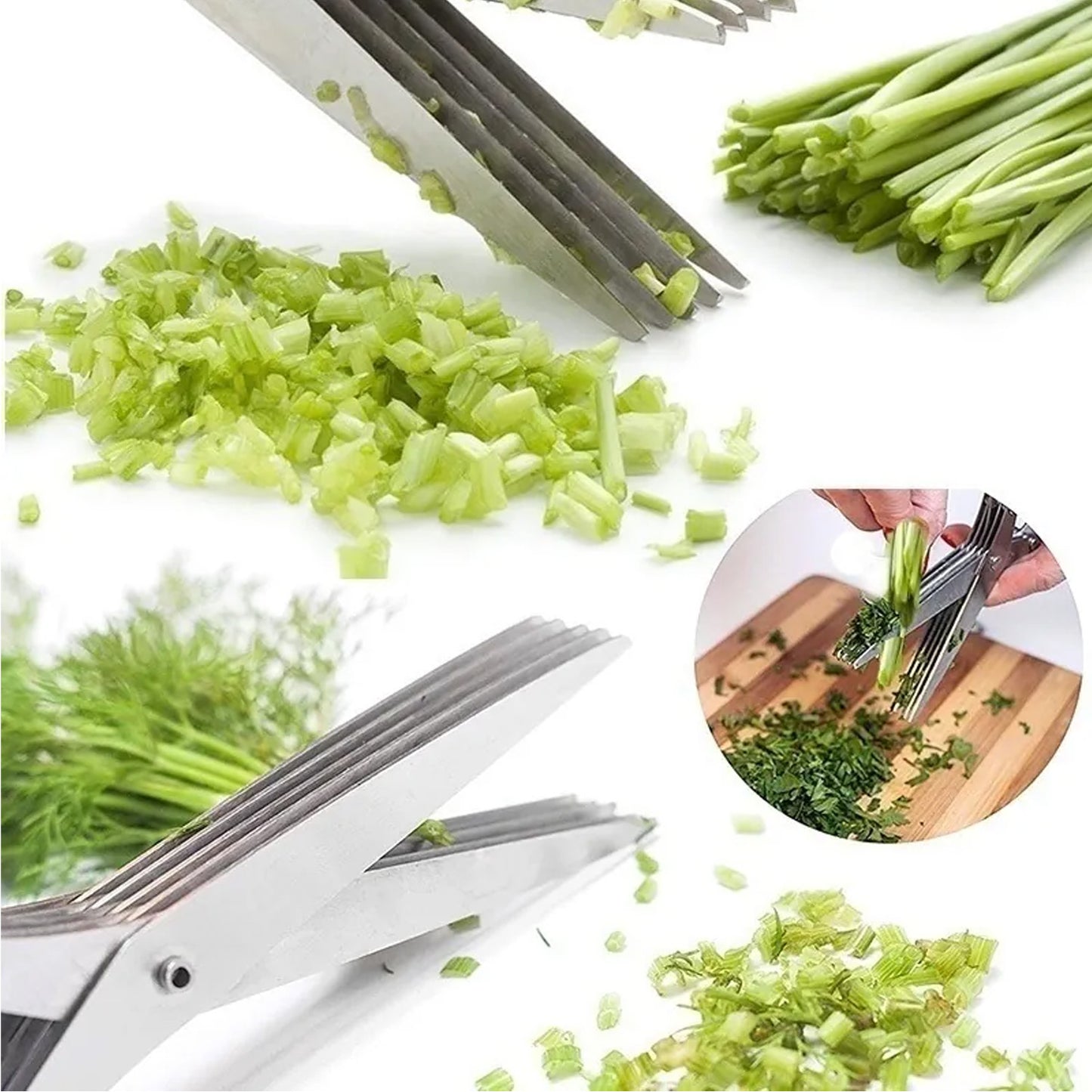 Multifunctional Stainless Steel Herb Scissors | 5-Blade Kitchen Shears