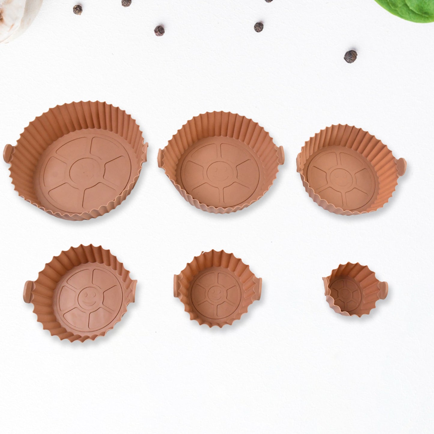 Air Fryer Reusable Silicone Pot – 6-Piece Non-Stick Baking Tray with Handles