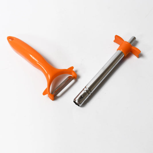 2 - in - 1 Kitchen Combo Gas Lighter & Vegetable Cutter Peeler - Stainless Steel - Chestore