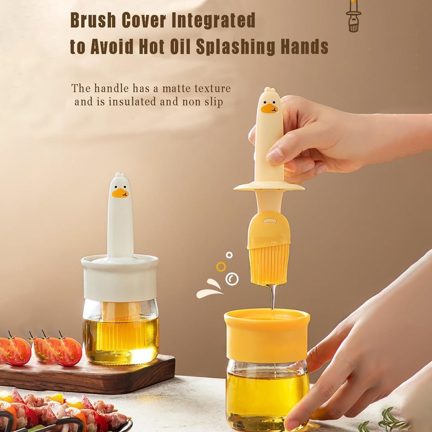 2 - in - 1 Oil Dispenser Bottle with Silicone Basting Brush - Chestore