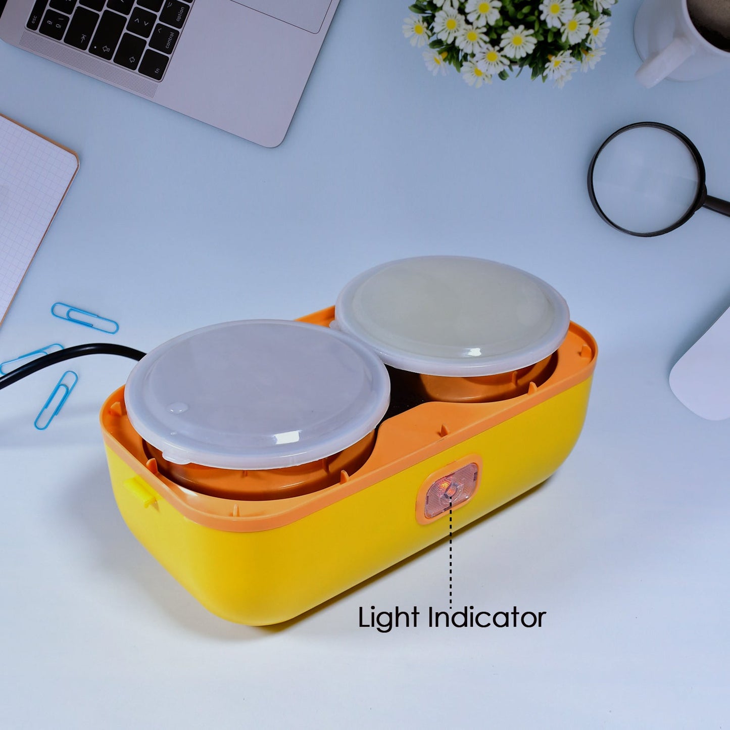 2 - Layer Electric Lunch Box – Portable Food Warmer with 4 Stainless Steel Containers - Chestore