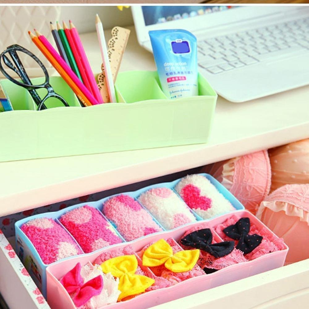 5-Compartment Storage Box for Socks, Handkerchiefs & Underwear – Pack of 2 | Closet Organizer