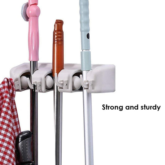 3-Layer Mop and Broom Holder – Wall Mounted Organizer | Space-Saving & Durable