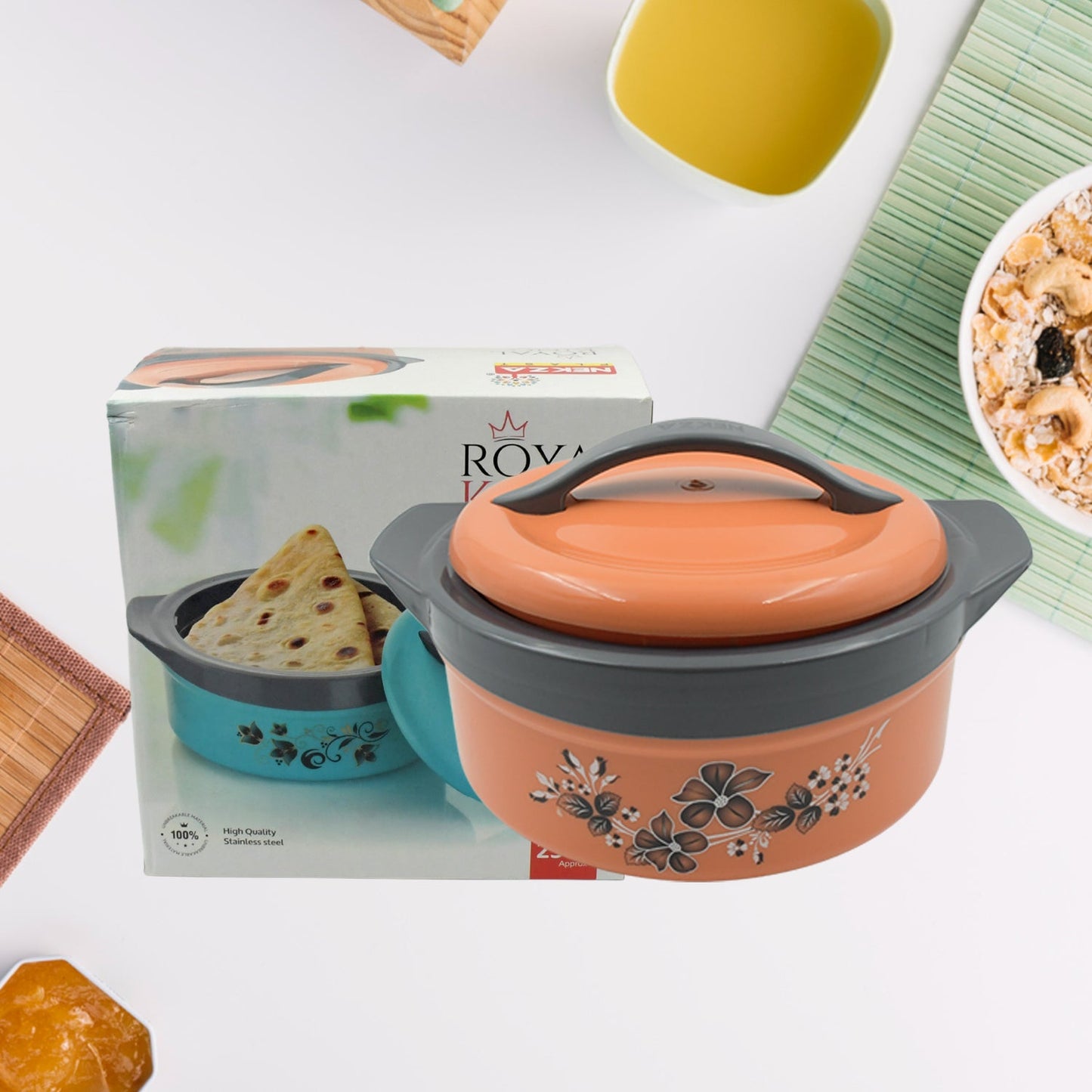 2500ml Insulated Casserole Hot Pot – Stainless Steel Chapati & Food Serving Box - Chestore