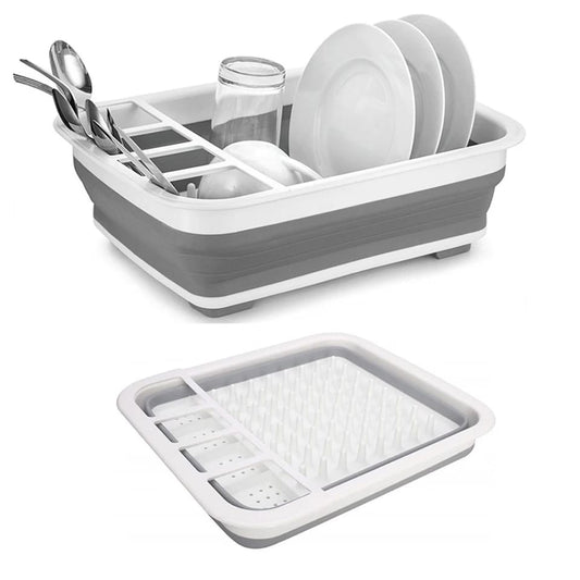 Collapsible Folding Silicone Dish Drying Drainer Rack | Spoon, Fork & Knife Storage Holder
