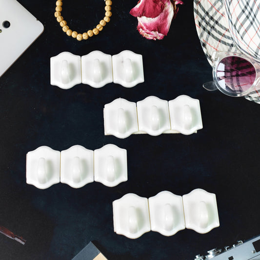 🪝 Small Adhesive Hooks for Wall Hanging – 12 Pcs Set