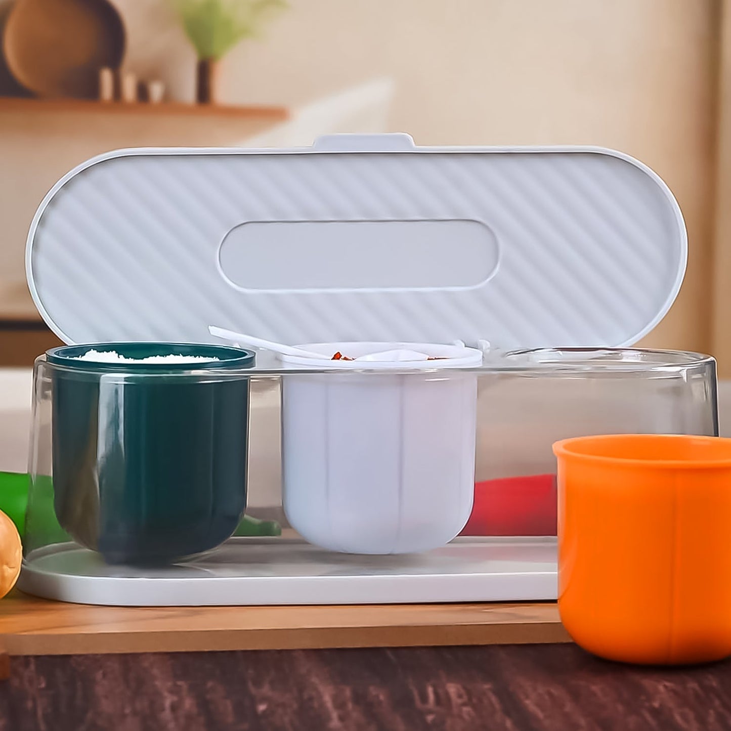 3 - Grid Spice & Masala Box Kit with Spoon – Multicolor - Chestore