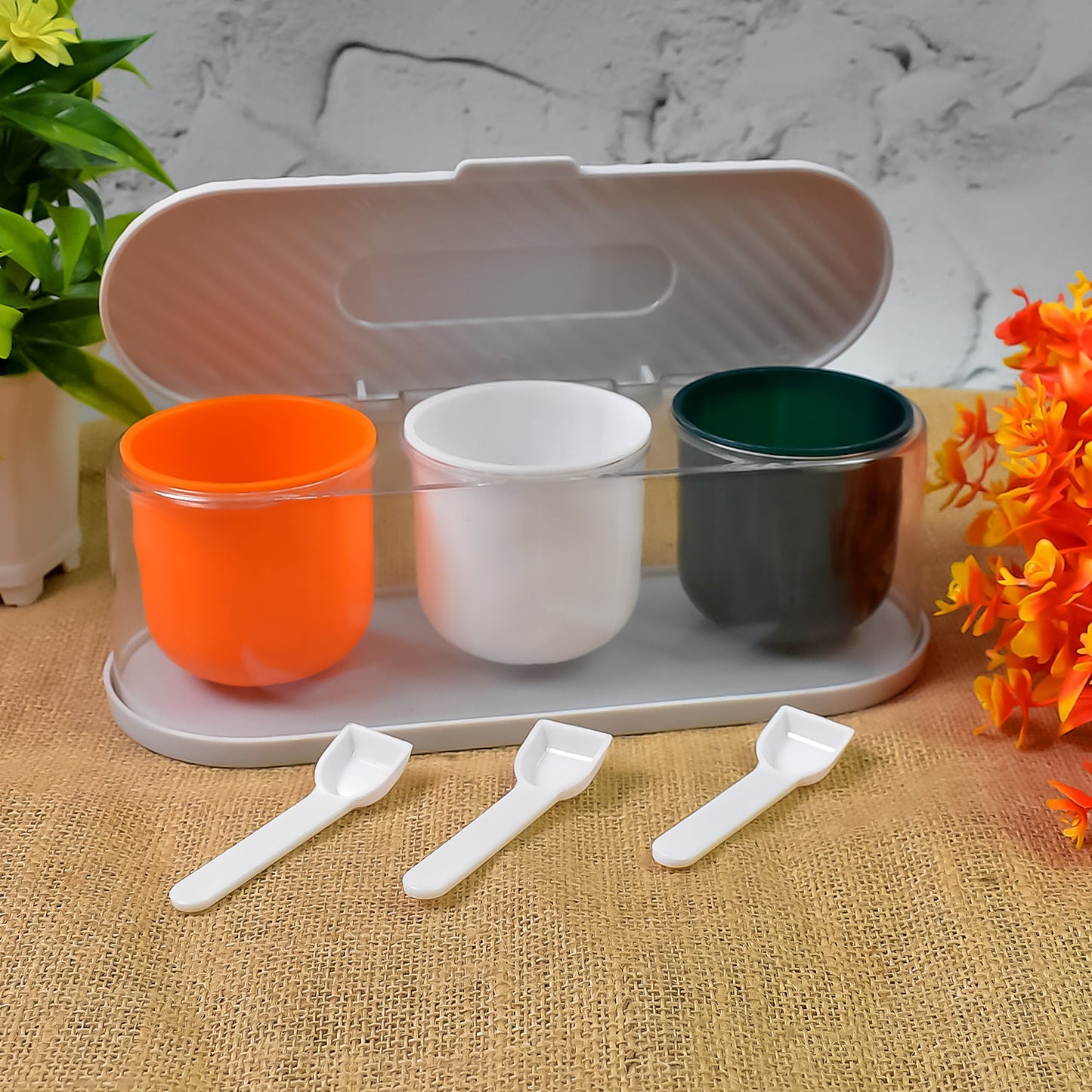 3 - Grid Spice & Masala Box Kit with Spoon – Multicolor - Chestore