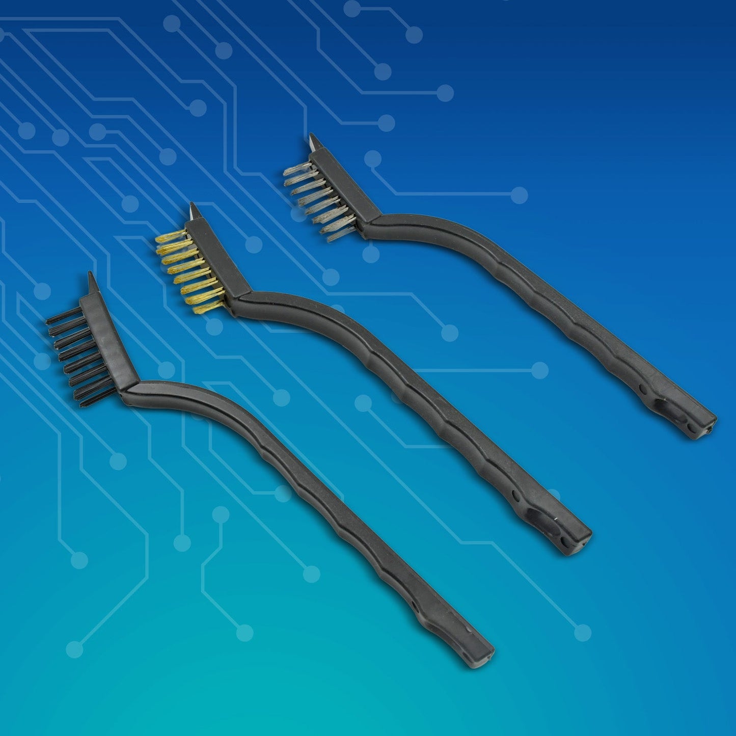 3 - Piece Mini Wire Brush Set – Brass, Nylon & Stainless Steel Bristles - Chestore