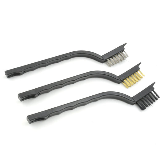 3 - Piece Mini Wire Brush Set – Brass, Nylon & Stainless Steel Bristles - Chestore