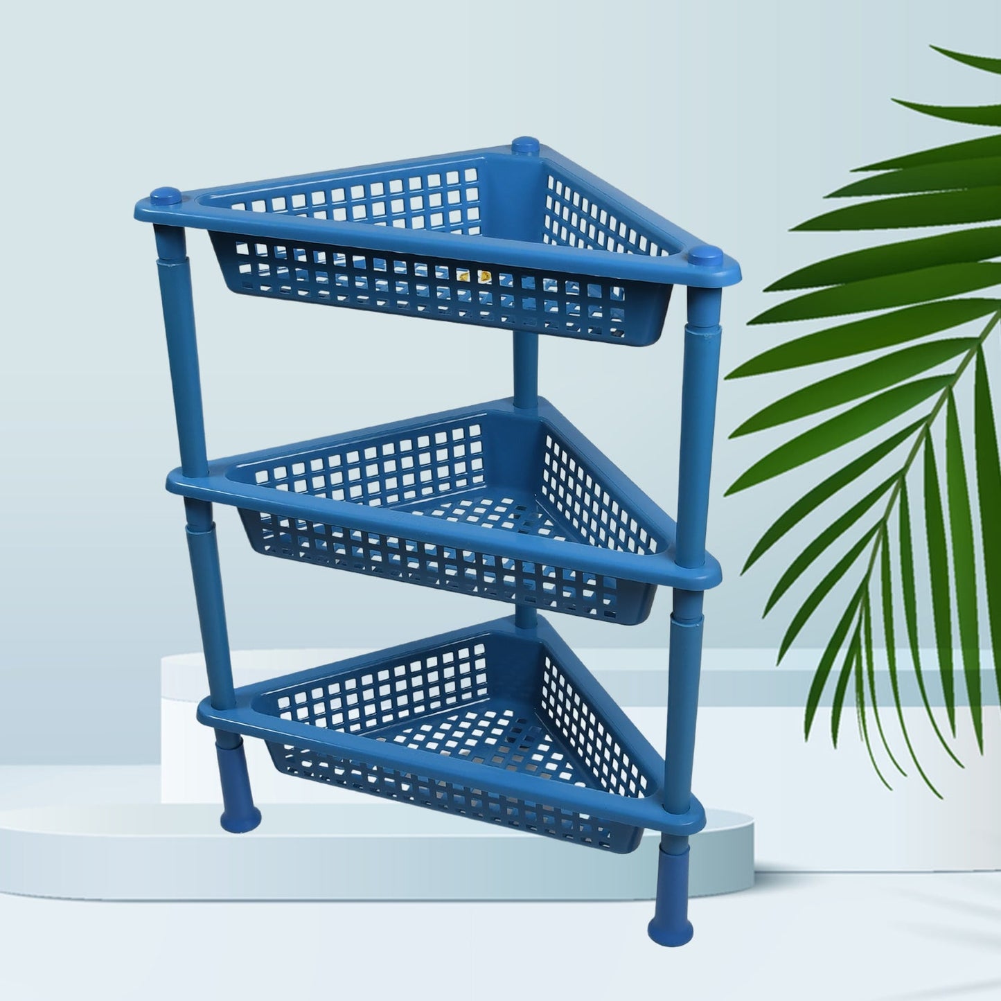 3 - Tier Triangle Storage Rack – Plastic Shelf for Home & Office - Chestore