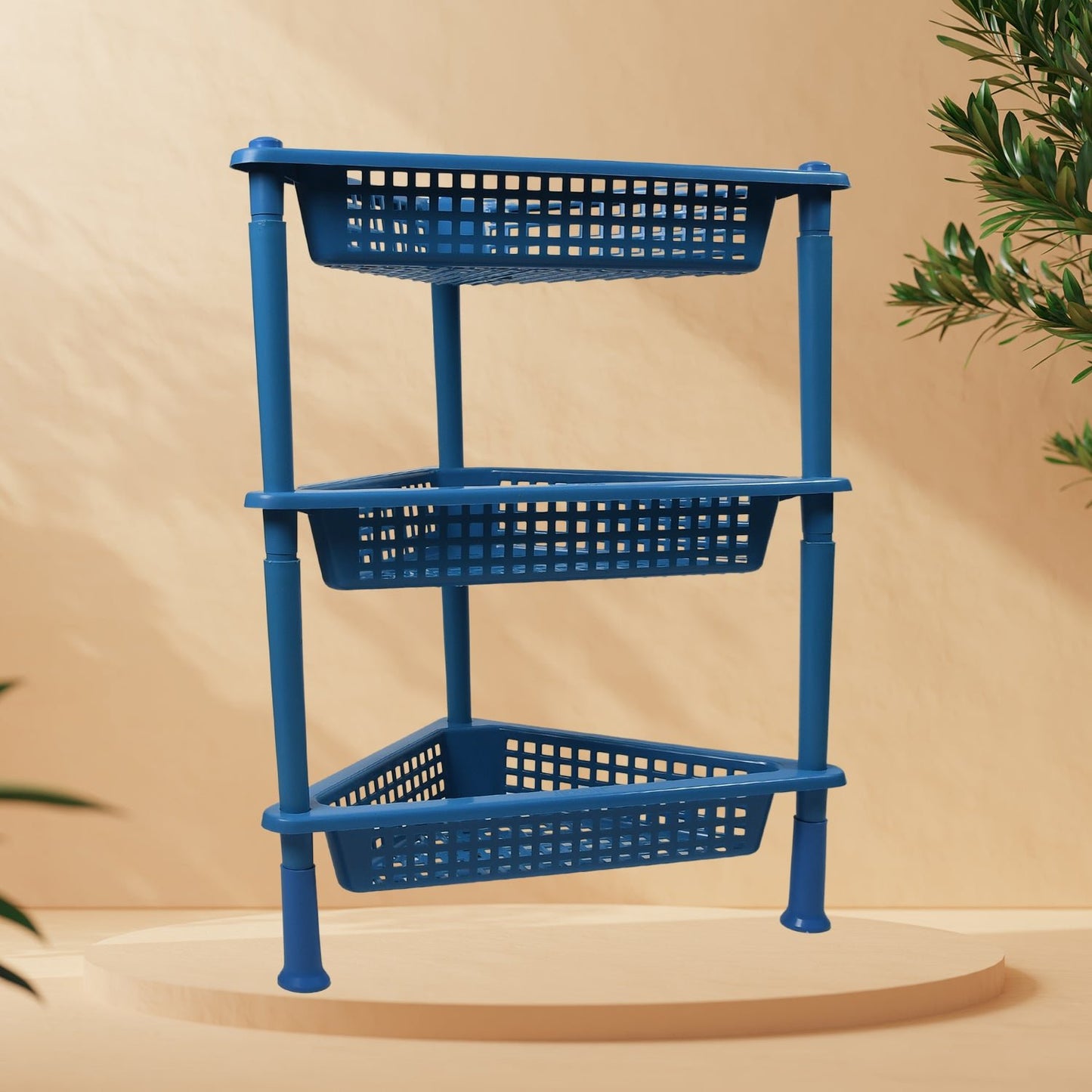 3 - Tier Triangle Storage Rack – Plastic Shelf for Home & Office - Chestore