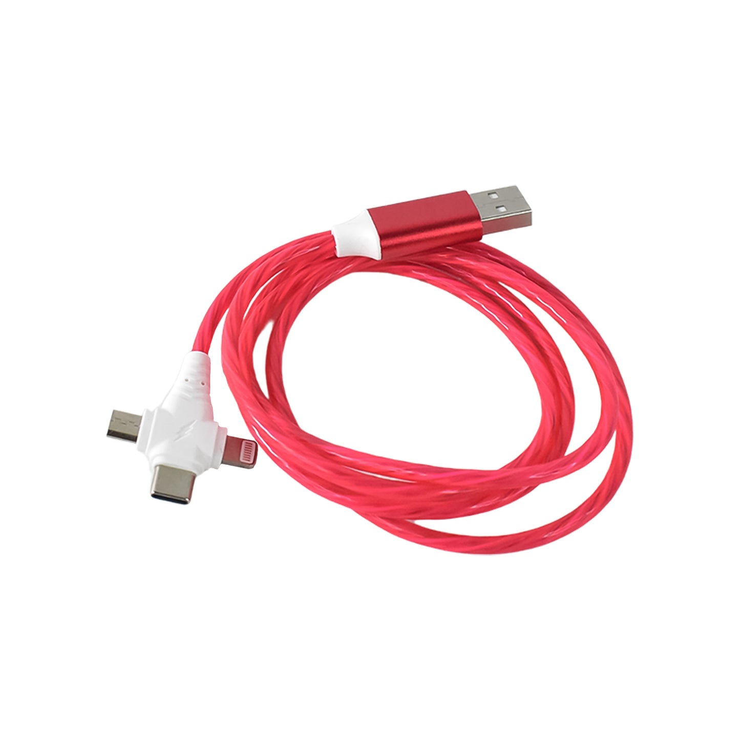 3-in-1 Charging Cable – Light Up Fast Charger for iPhone, Android & USB-C | 1 PC