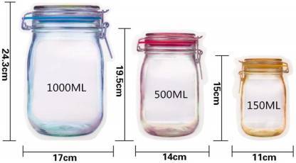 Plastic Transparent Jar-Shaped Stand-Up Pouch with Zipper | Reusable Storage Pouch