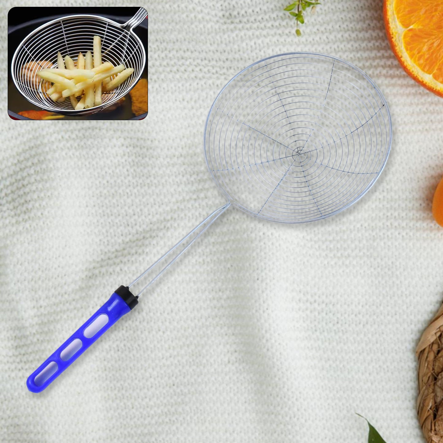 Stainless Steel Deep Fry Strainer – Large, Durable & Heat-Resistant 🍟🔥