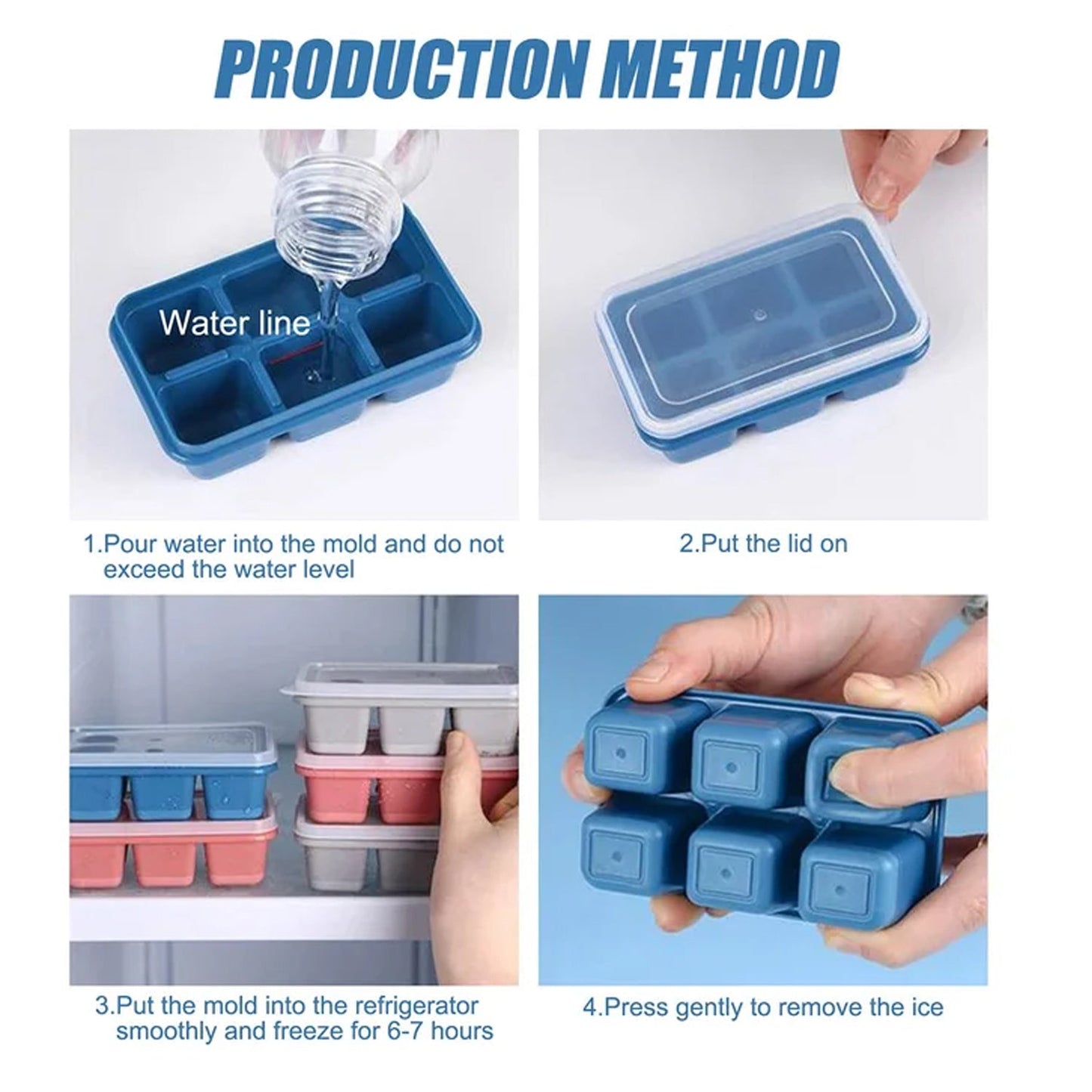 6 - Cavity Silicone Ice Tray for Home & Kitchen - Chestore
