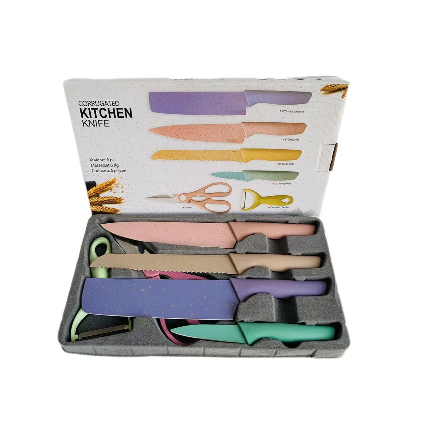 6 - Piece Colorful Kitchen Knife Set – Non - Stick Stainless Steel Blades - Chestore