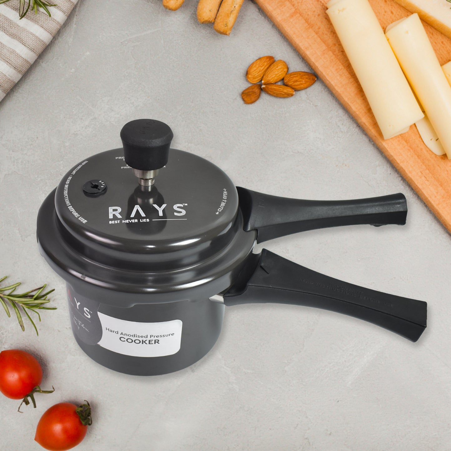 🖤 Aluminium Rays Black Beauty Pressure Cooker with Outer Lid – 1.5 Litres