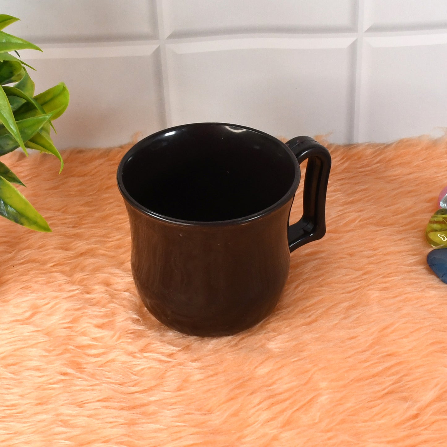 ☕ Premium Plastic Coffee/Tea Mug with Handle – Black (1 Pc)