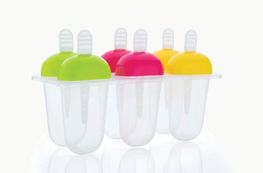 6-Piece Multicolor Polypropylene Ice Mold | Kulfi Maker, Stick Cream & Candy Mold (Assorted Colors)