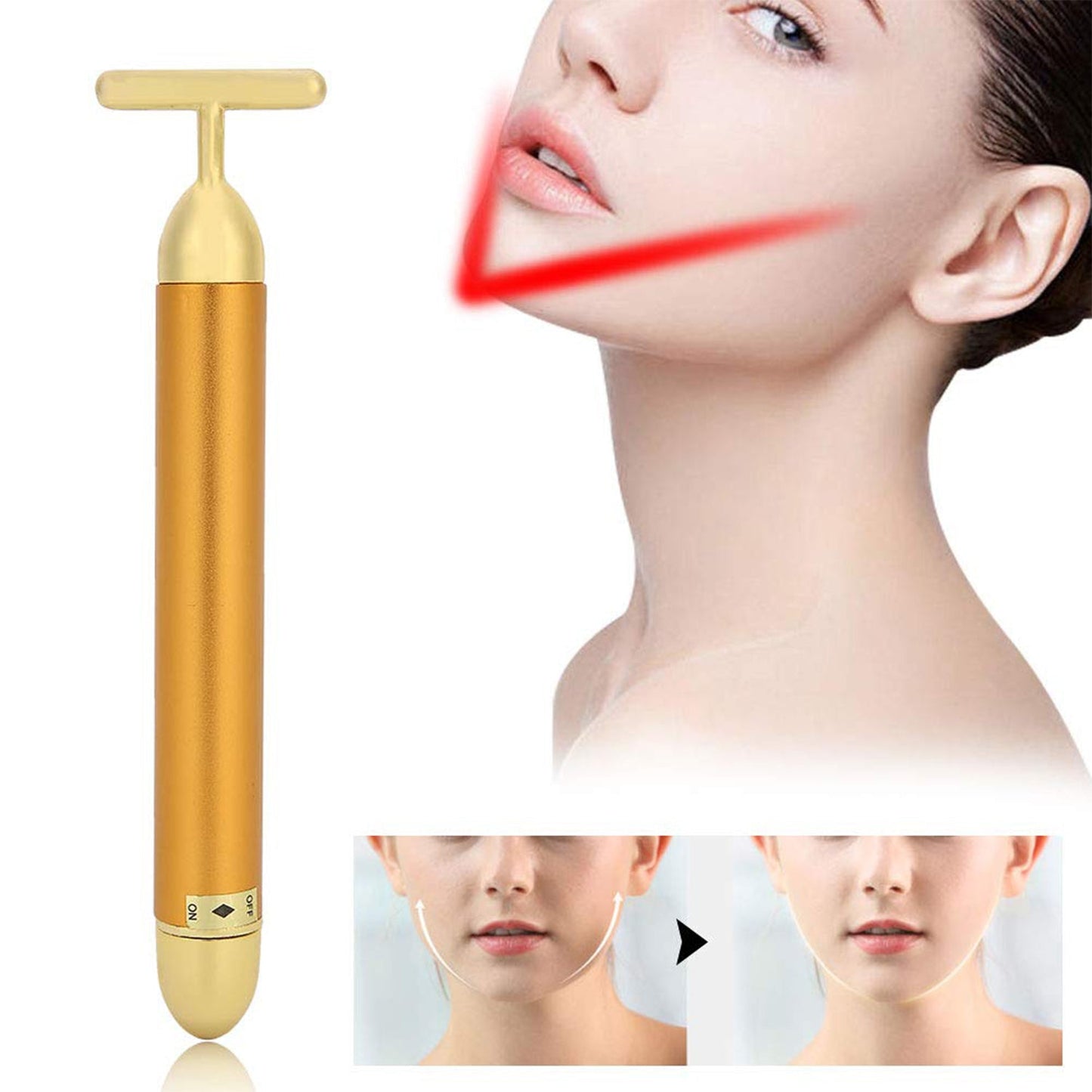 Golden Energy Face Massager – 24K Vibrating Beauty Bar for Firm, Glowing Skin