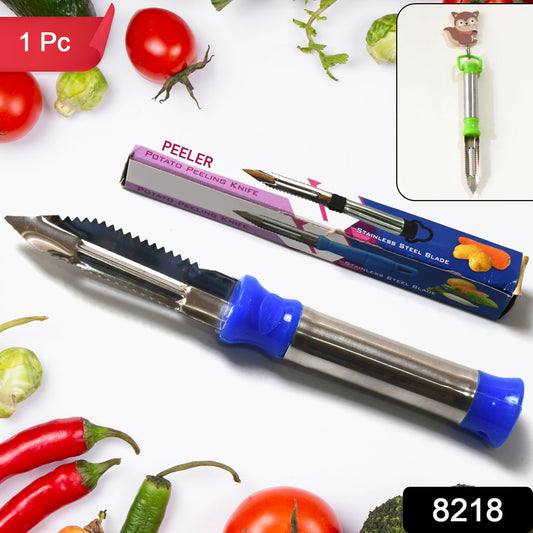 8218 2in1 Multi - purpose Stainless Steel Peeler With Hanging Ring For Vegetables Potato Peeler Carrot Grated Suitable For Peeling And Shredding Fruit And Vegetables Kitchen Accessories Piller (1 Pc) - Chestore