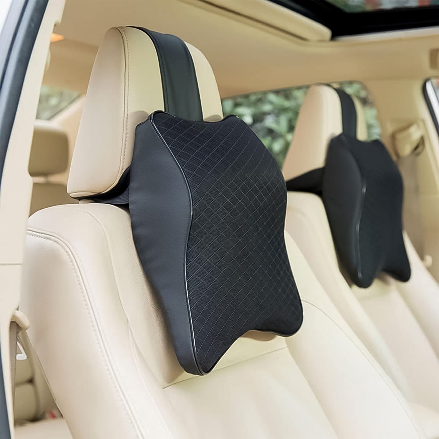 8595 Car Neck Pillow Car Neck Headrest Pillow Memory Foam Car Accessories Cushion Car Seat Head Support Neck Protector Car Seat Neck Pillowfor Driving (1 Pc) - Chestore