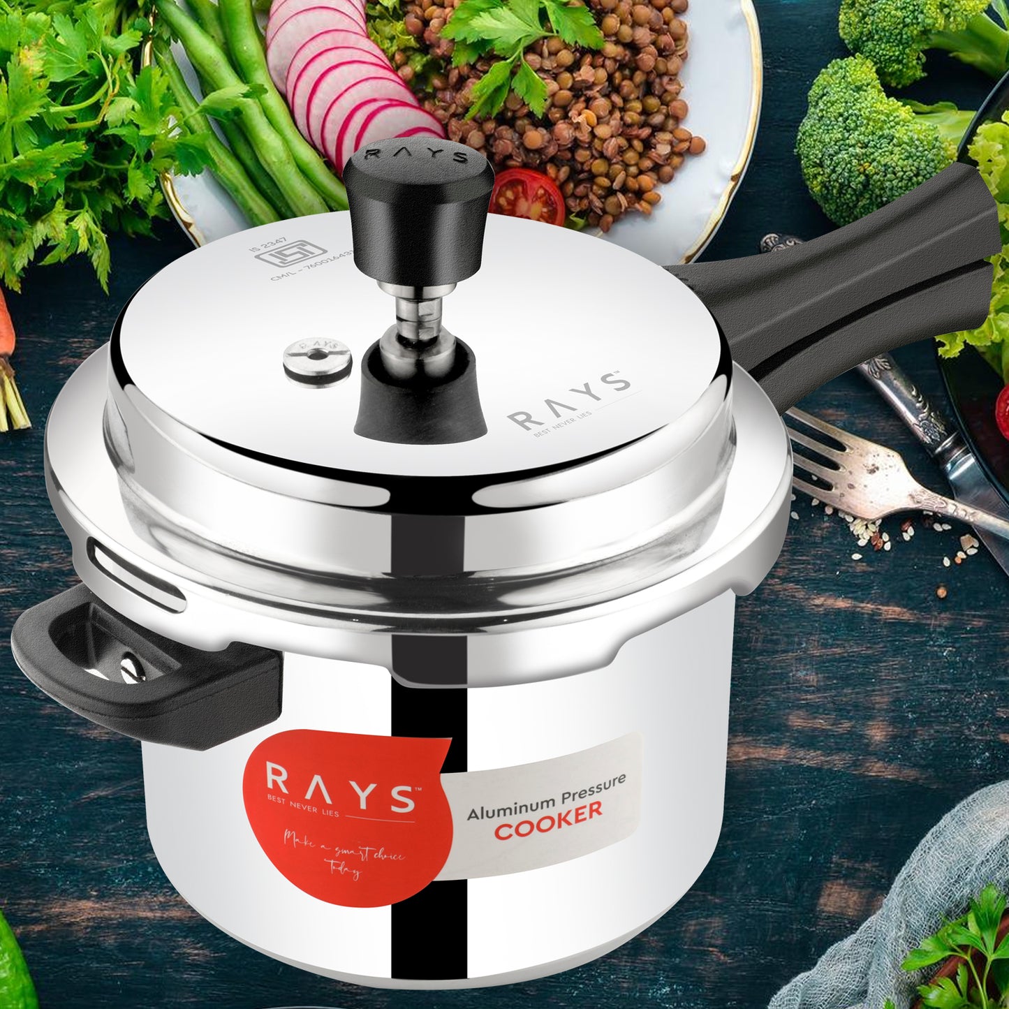 🍛 Aluminium Rays Aura Pressure Cooker with Outer Lid – 5.5 Litres