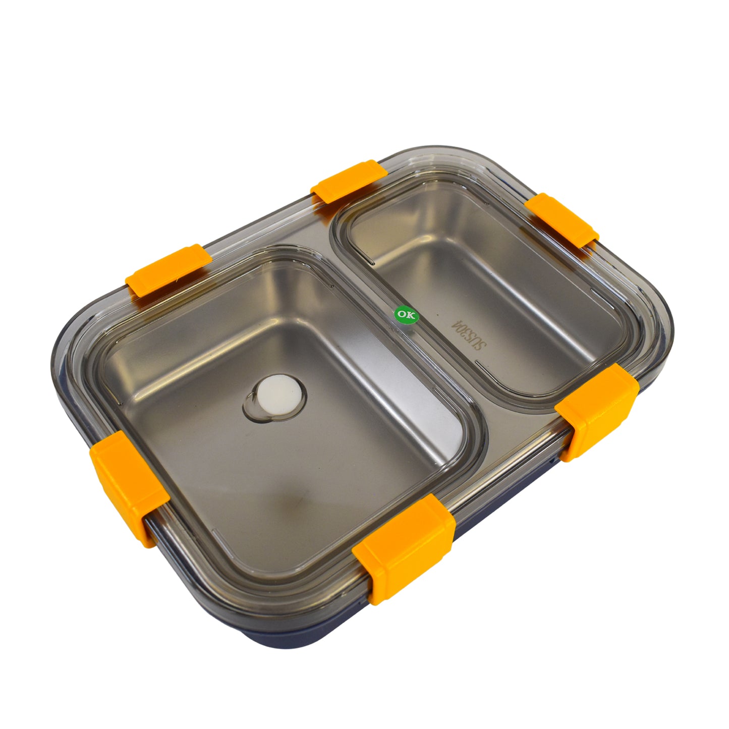 Stainless Steel 2-Section Lunch Box with Spoon – Leak-Proof, Durable Design