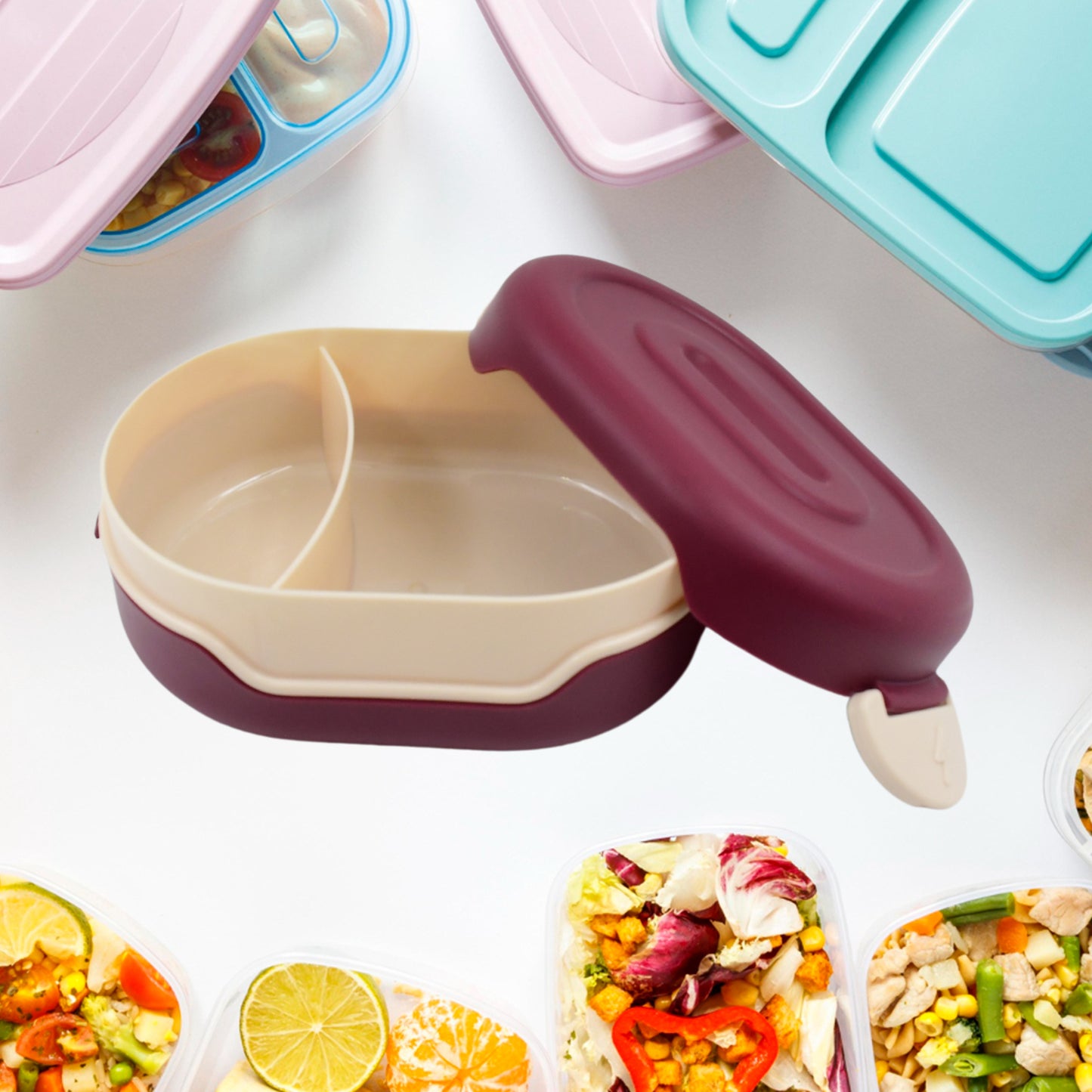 Airtight Food-Grade Tiffin Box – 2-Compartment Lunch Box with 2-in-1 Spoon