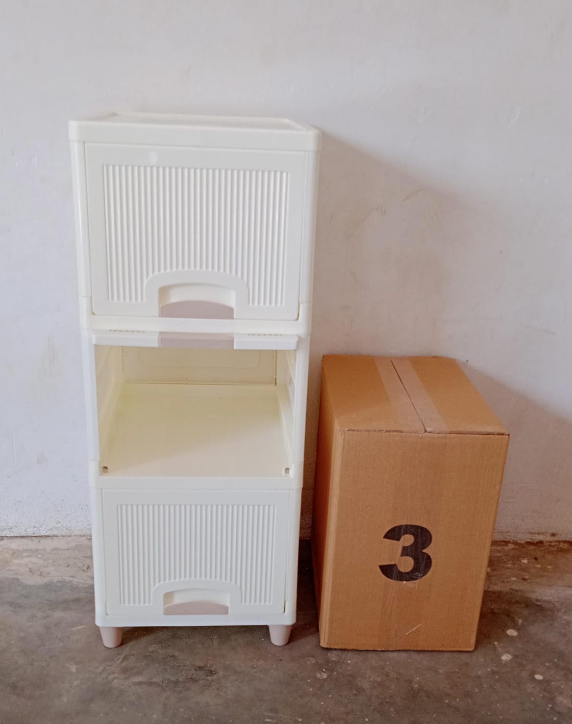 Multipurpose 3-Layer Storage Cabinet – Foldable Plastic Drawer Unit for Kitchen, Bathroom & Bedroom