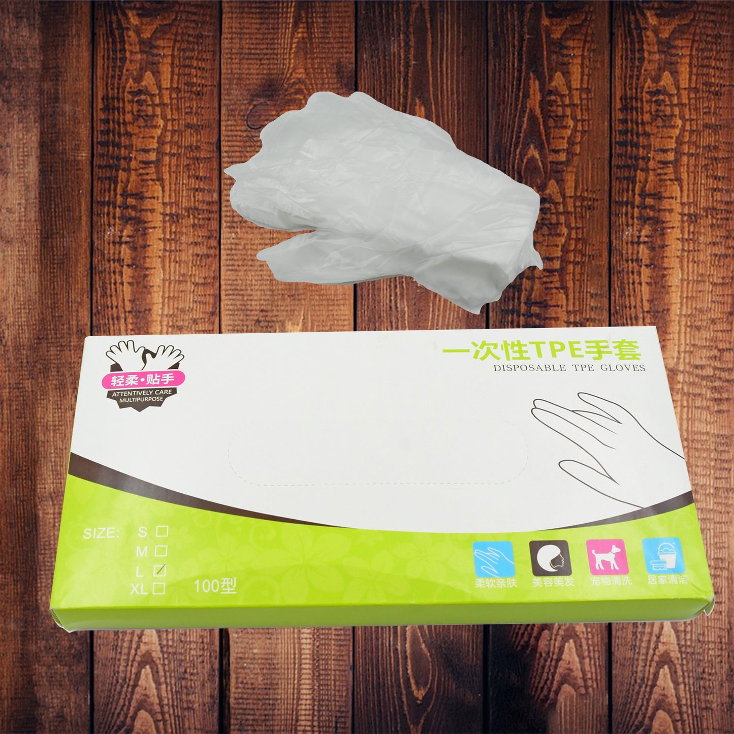 Large Transparent Disposable Plastic Gloves (100 Pcs)
