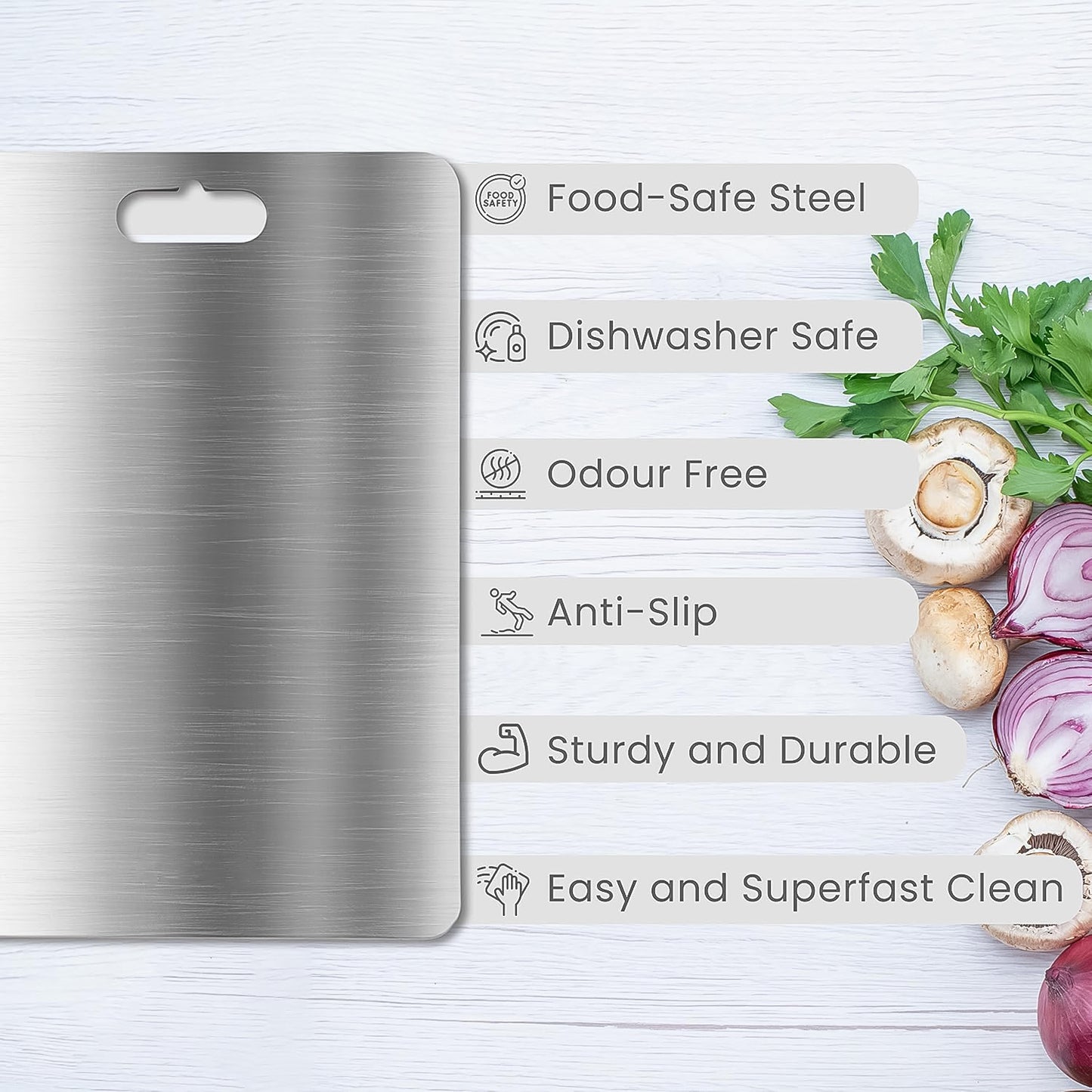 Stainless Steel Chopping Board – Durable, Hygienic & Rust-Resistant (31×20 cm) 🔪🥦✨