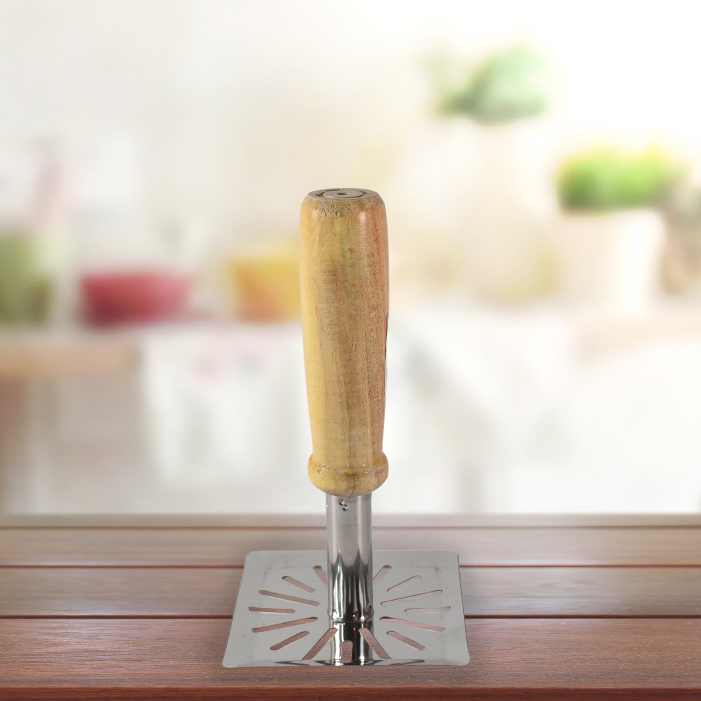 Premium Wooden Handle Stainless Steel Potato Masher – Durable & Ergonomic