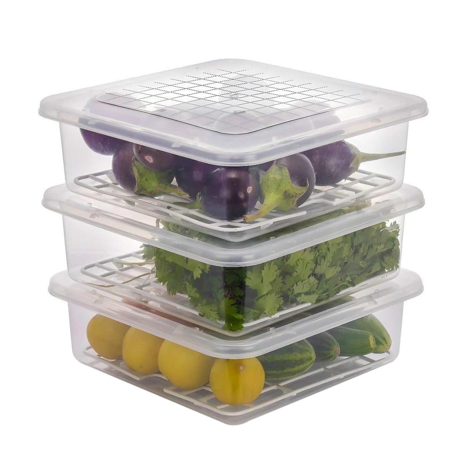 3-Piece Food Storage Containers with Drain Tray & Lid – Fresh & Organized 🍱✨