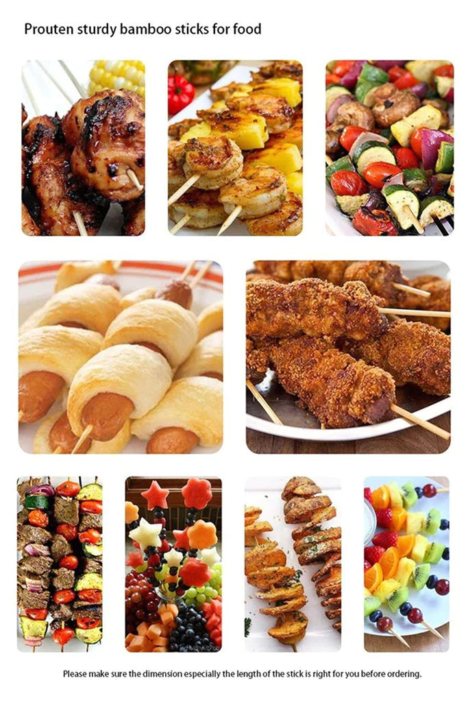 Camping Bamboo BBQ Skewers – 30cm Wooden Shish Kabob Sticks for Grilling