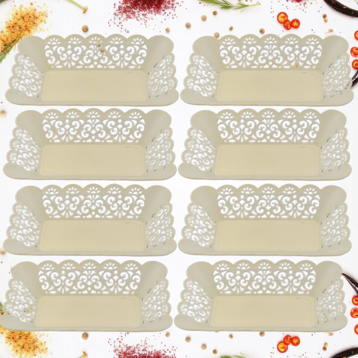 Rectangle Plastic Dinner Plates | 8-Pc Set for Snacks, Breakfast, & Serving Trays