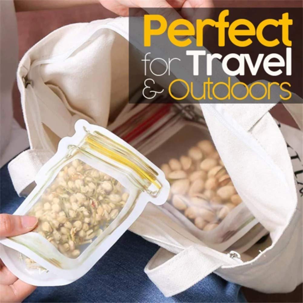 Plastic Transparent Jar-Shaped Stand-Up Pouch with Zipper | Reusable Storage Pouch