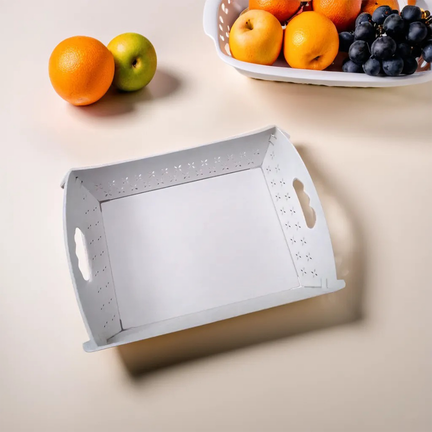 Foldable Serving Tray with Handle | Plastic Food Tray for Kitchen, Outdoor & Restaurant Use