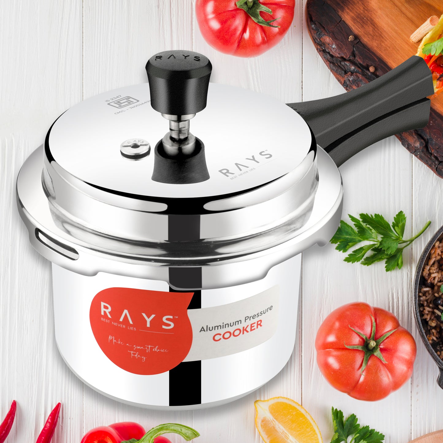 🍲 Aluminium Rays Aura Pressure Cooker – 1.5 Litres (Outer Lid)