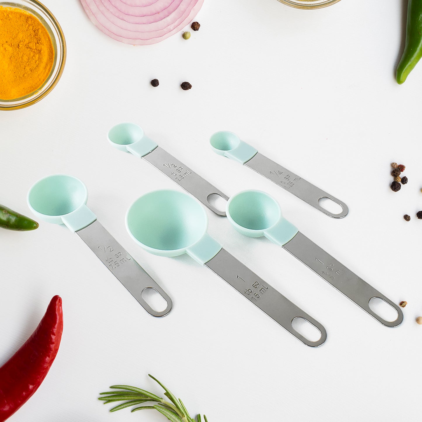 5-Piece Stainless Steel & Plastic Measuring Spoon Set – Precise & Durable 🥄✨