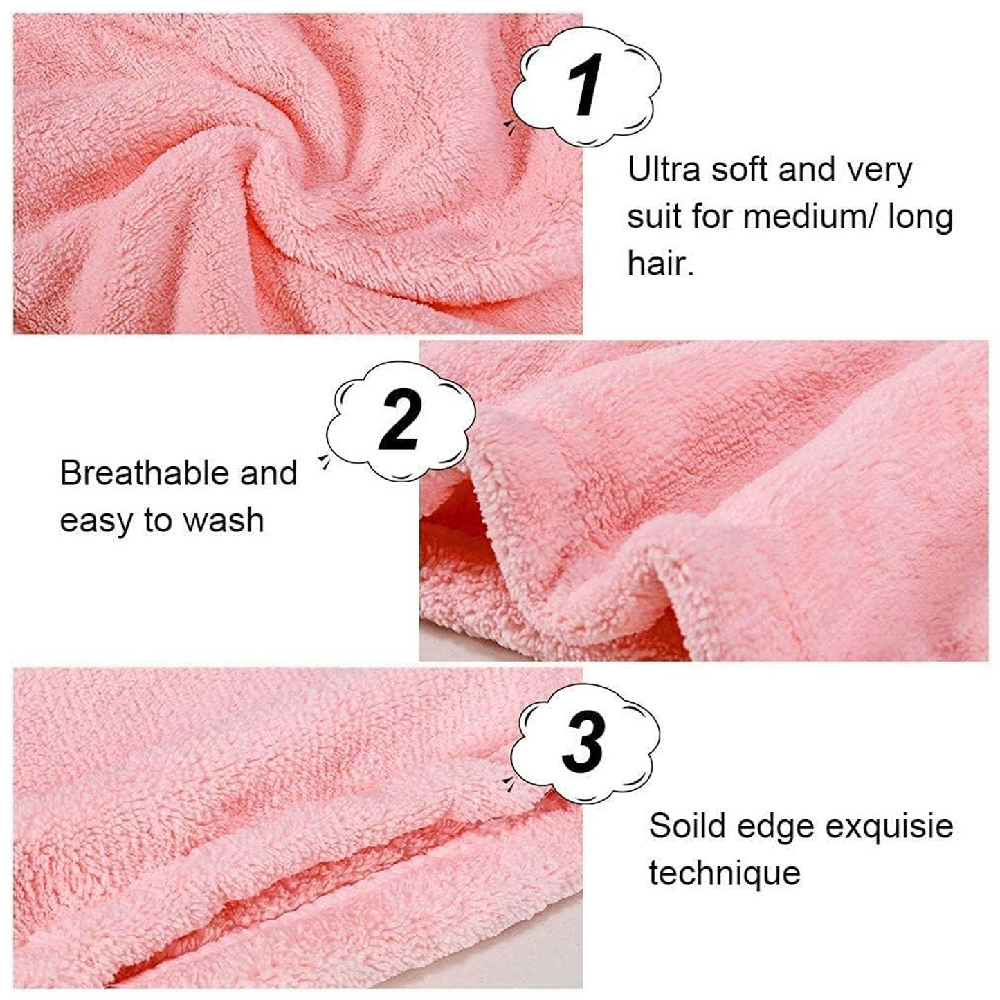 💆‍♀️ Microfiber Hair Wrap Towel Cap – 63x23 cm (1 Pc, Mix Color)