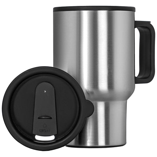 Stainless Steel Vacuum Glass Insulated Coffee Cup with Lid & Handle – Double-Walled Travel Mug, 1 PC