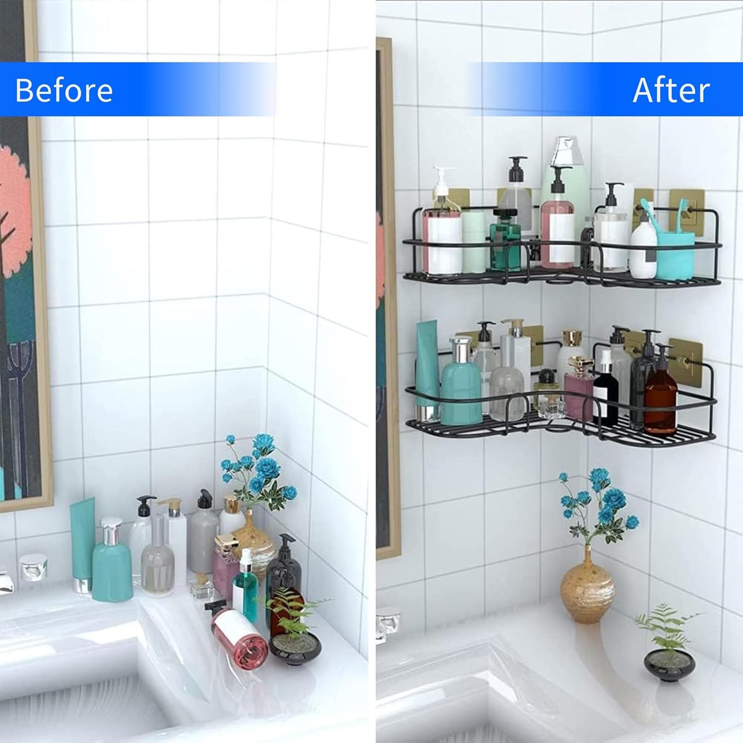 Metal Shower Shelf – 2-Piece Shower Shelf Without Drilling