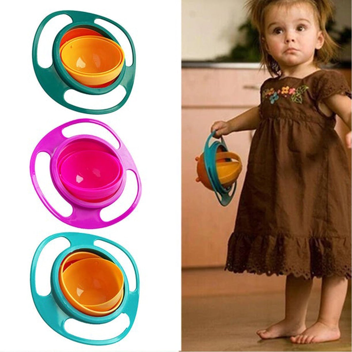 Rotating Baby Bowl | Spill-Proof Toddler Feeding Bowl for Mess-Free Meals