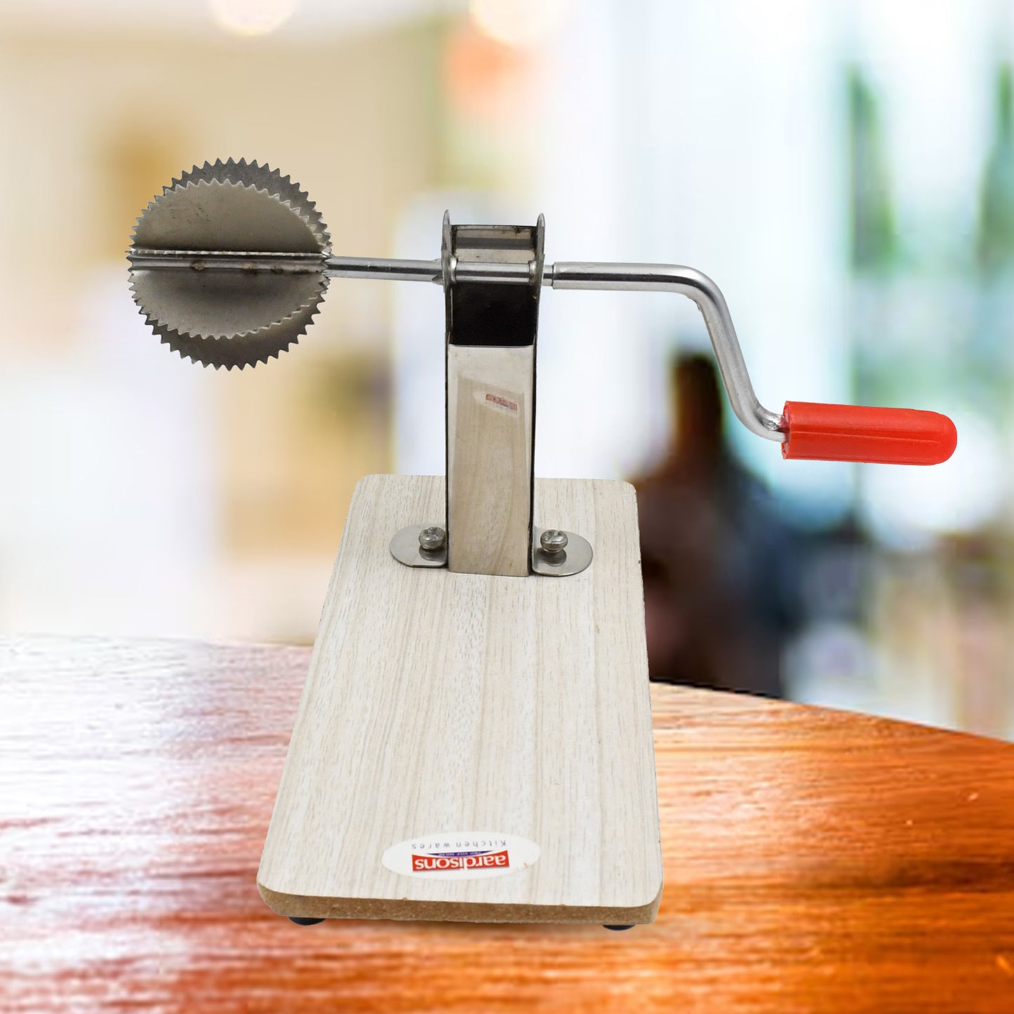 Stainless Steel Coconut Scraper with Wooden Base – Easy & Efficient